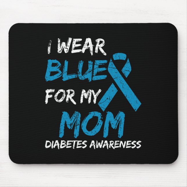 I Bära Blue for My Mamma Diabetes Awareness Ribbon Musmatta (Framsidan)