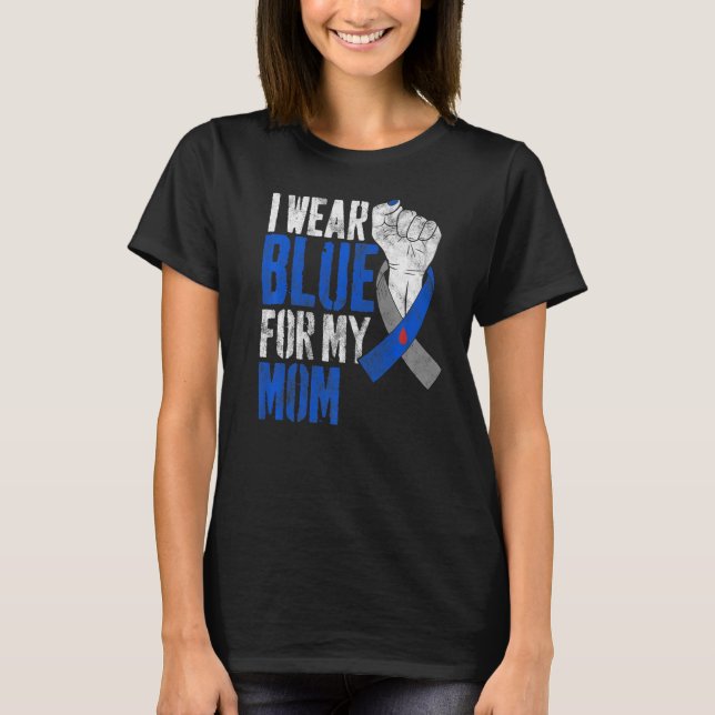 I Bära Blue for My Mamma Diabetes Awareness Ribbon T Shirt (Framsida)