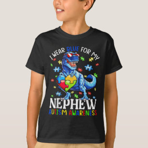 I Bära Blue for My Nephew Autism Awareness Dinosau T Shirt