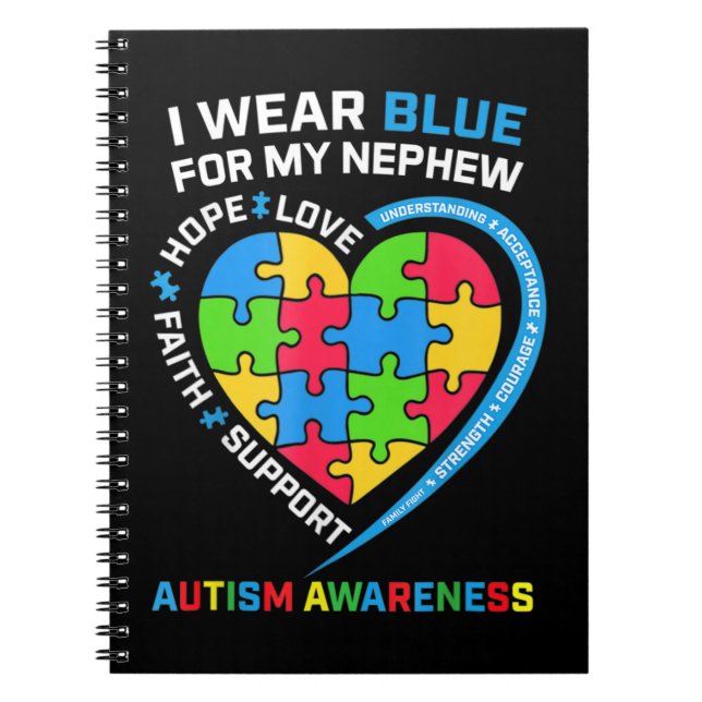I Bära Blue for My Nephew Autism Awareness Gifts U Anteckningsbok (Framsidan)