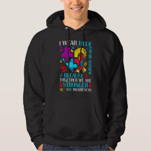 I Bära Blue for My Nephew Autism Awareness Puzzle Hoodie