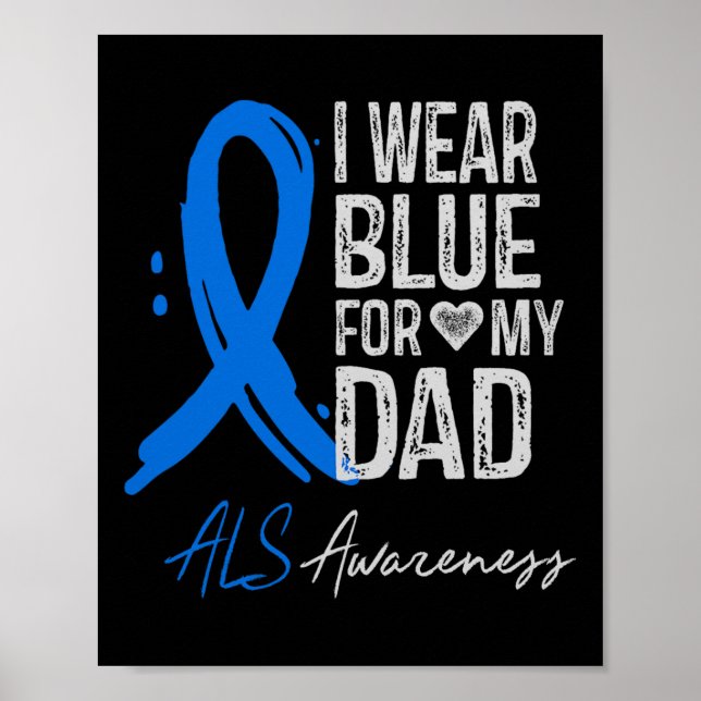 I Bära Blue for My Pappa Als Awareness Gift Comfor Poster (Framsidan)