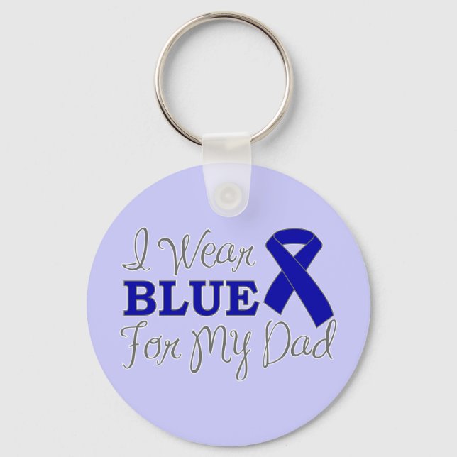 I Bära Blue for My Pappa (blått medvetandeband) Nyckelring (Framsida)