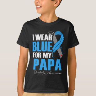 I Bära Blue for My Pappa Diabetes Awareness Feathe T Shirt