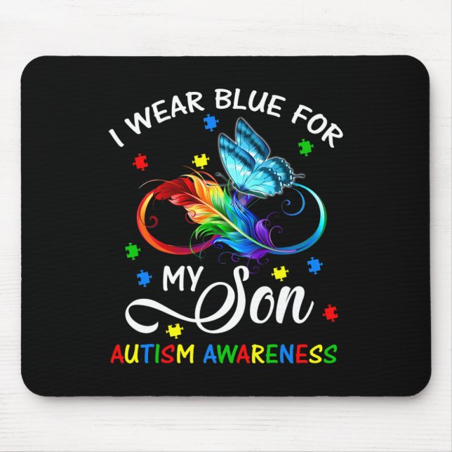 I Bära Blue for My Son Autism Awareness Mamma Papp Musmatta (Framsidan)