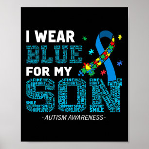 I Bära Blue for My Son Autism Awareness Month Mamm Poster