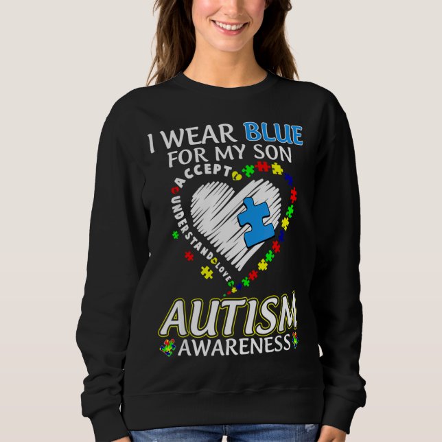 I Bära Blue for My Son Autism Awareness T Shirt (Framsida)