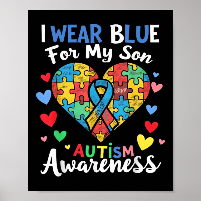 I Bära Blue for My Son Awareness Manar Women Poster (Framsidan)