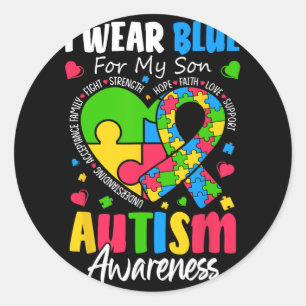 I Bära Blue for My Son Awareness Manar Women Runt Klistermärke