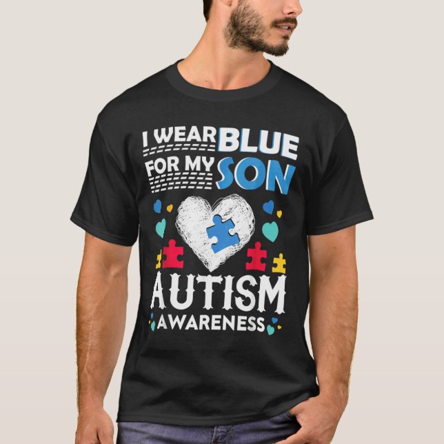 I Bära Blue for My Son Awareness Monare Pare T Shirt (Framsida)