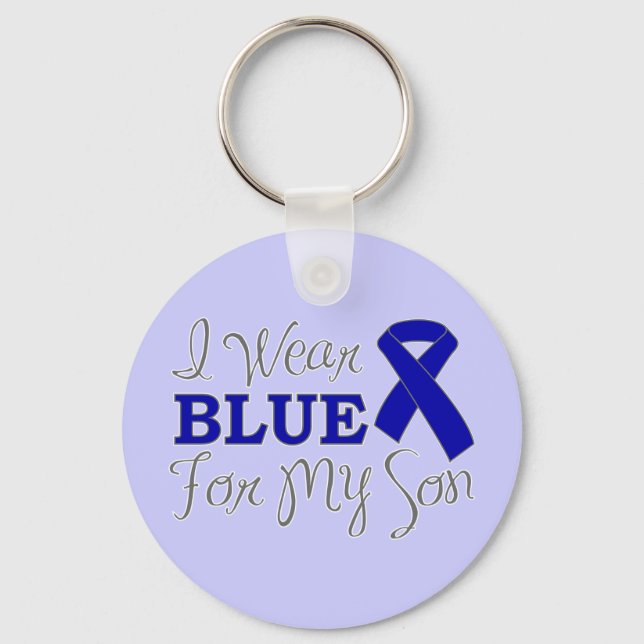 I Bära Blue for My Son (blått medvetandeband) Nyckelring (Framsida)