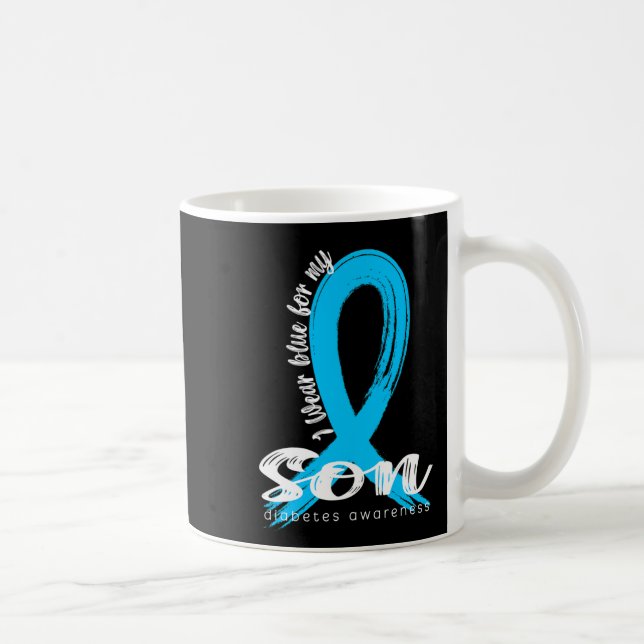 I Bära Blue for My Son Diabetes Awareness Blue Rib Kaffemugg (Höger)