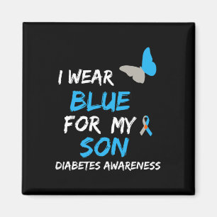 I Bära Blue for My Son Diabetes Awareness Ribbon B Magnet