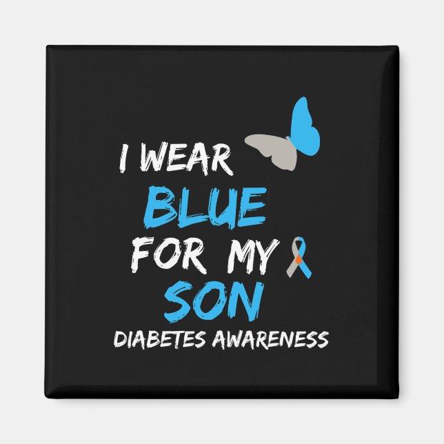 I Bära Blue for My Son Diabetes Awareness Ribbon B Magnet (Framsidan)