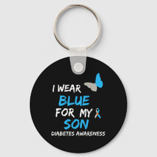 I Bära Blue for My Son Diabetes Awareness Ribbon B Nyckelring