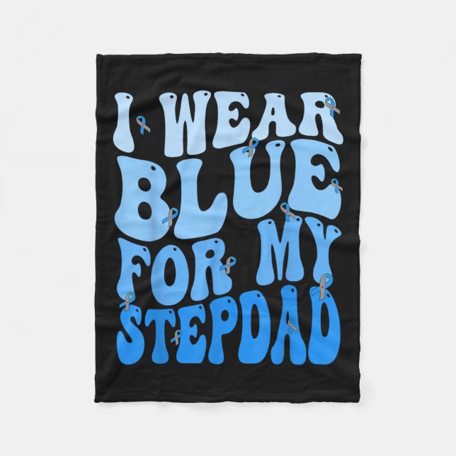 I Bära Blue for My Stepdad Blue Ribbon T1d Diabete Fleecefilt (Framsidan)