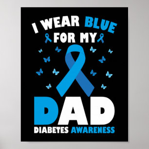 I Bära Blue for Pappa Diabetes Awareness T1D Ribbo Poster