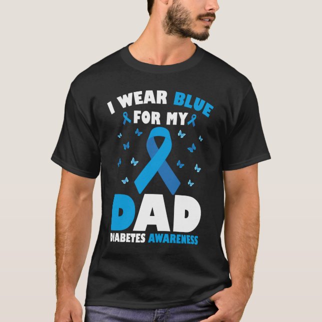 I Bära Blue for Pappa Diabetes Awareness T1D Ribbo T Shirt (Framsida)