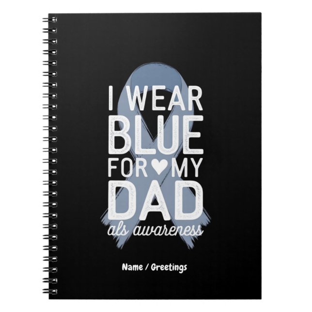I Bära Blue för Pappa Shirt ALS Awareness Gift Anteckningsbok (Framsidan)