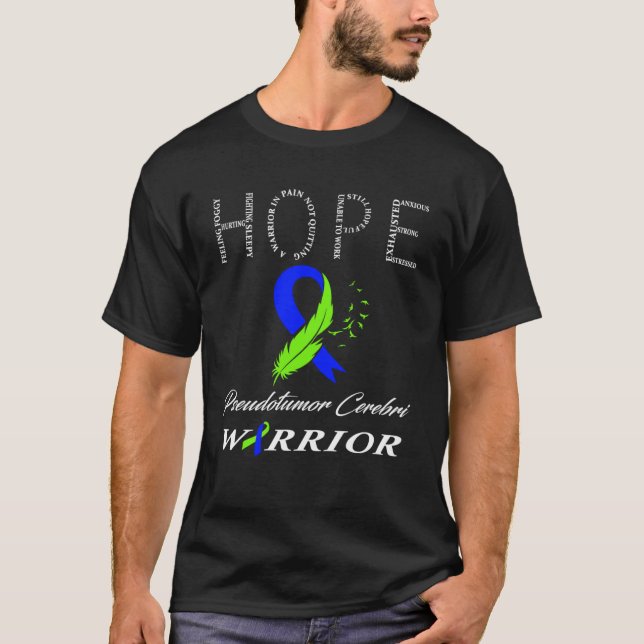 I Bära Blue & Grönt for Pseudotumor Cerebri Warrio T Shirt (Framsida)