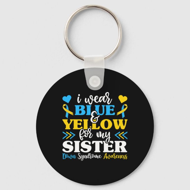 I Bära Blue Gult for My Sister Down Syndrome Bro Nyckelring (Framsida)