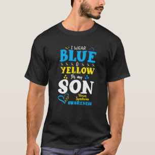 I Bära Blue Gult for Son Down Syndrome T21 T Shirt