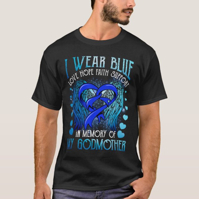 I Bära Blue Memory Godmor Colon Cancer Medveten T Shirt (Framsida)
