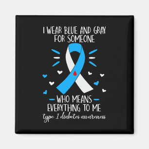 I Bära Blue och Grått typ 1 Diabetesmedvetandegrad Magnet