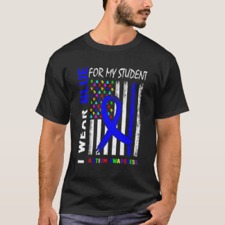 I Bära Blue Ribbon for My Student Autism Awareness T Shirt