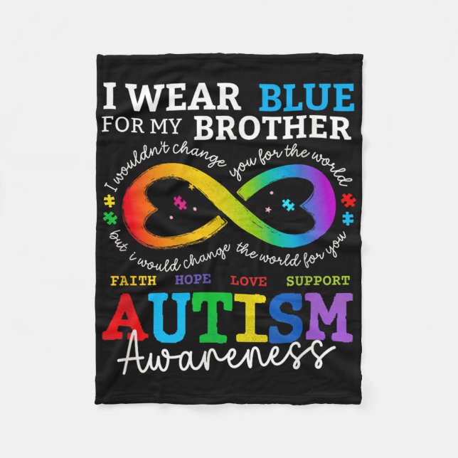 I Bära Blues for My Brother Autism Awareness Mamma Fleecefilt (Framsidan)