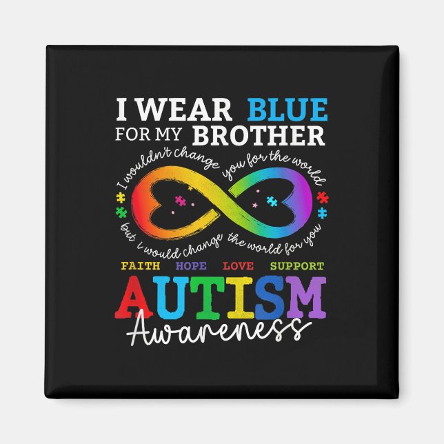 I Bära Blues for My Brother Autism Awareness Mamma Magnet (Framsidan)