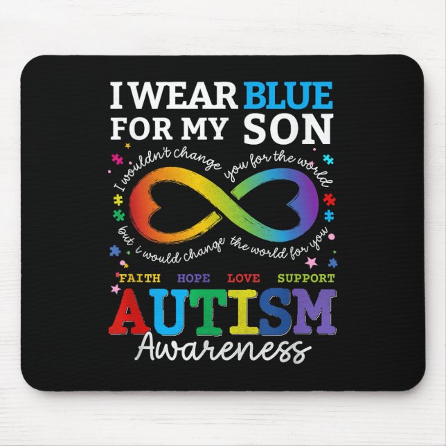 I Bära Blues for My Son Autism Awareness Mamma Pap Musmatta (Framsidan)
