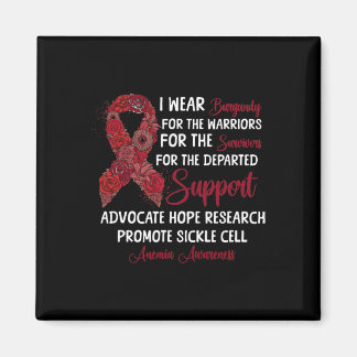 I Bära Burgundy Flower Ribbon Sickle Cell Anemia A Magnet
