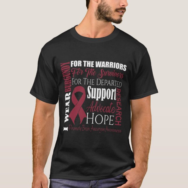 I Bära Burgundy for Brain Aneurysm Awareness Survi T Shirt (Framsida)