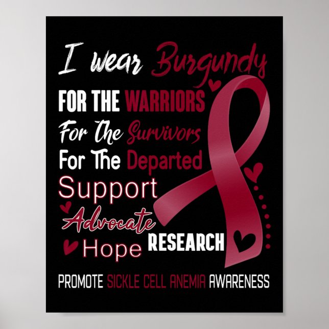 I Bära Burgundy for sickle Cell Anemia Awareness Poster (Framsidan)