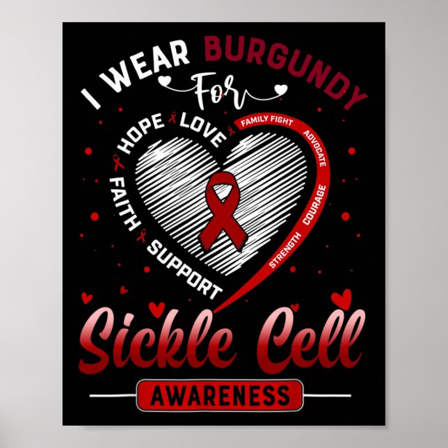I Bära Burgundy for Sickle Cell Awareness Burgundy Poster (Framsidan)