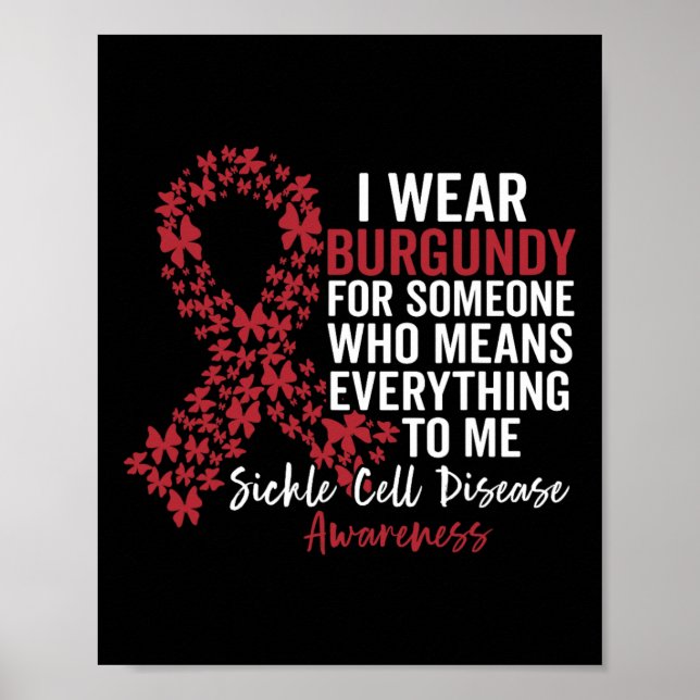 I Bära Burgundy for Sickle Cell Awareness Support Poster (Framsidan)