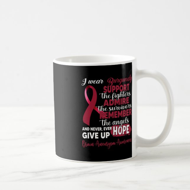 I Bära Burgundy Support Fighters Brain Aneurysm Aw Kaffemugg (Höger)