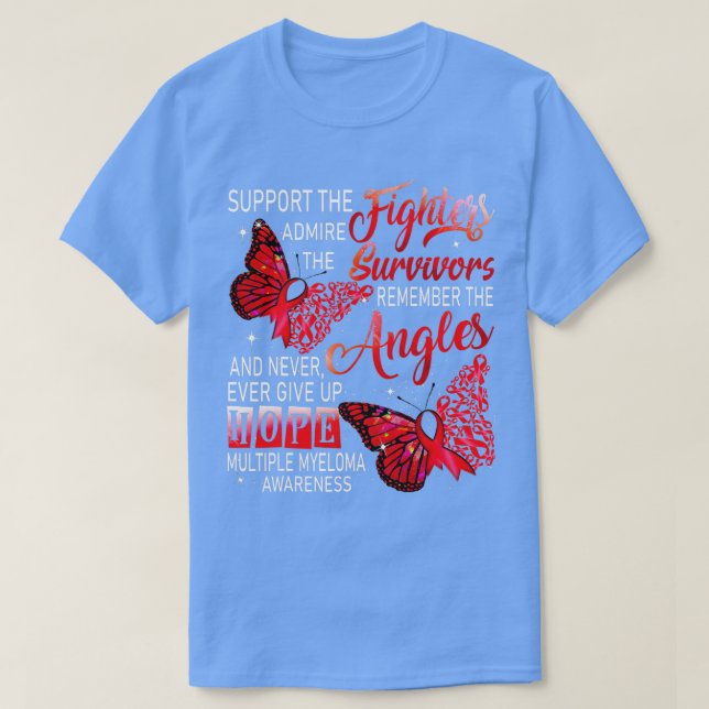 I Bära Burgundy Support Fighters Många Myeloma T Shirt (Design framsida)