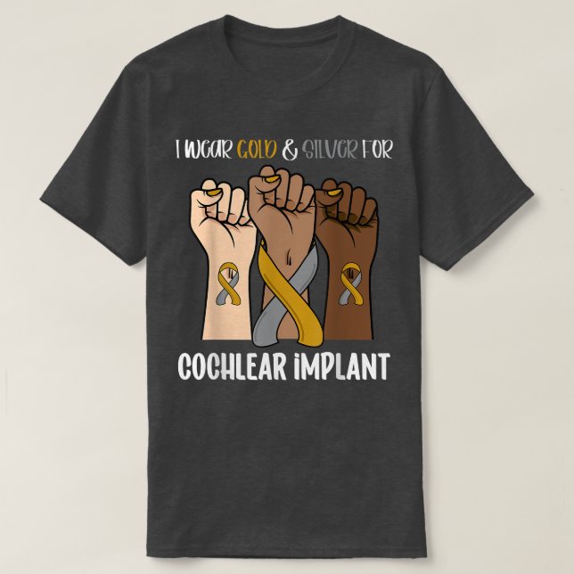I Bära för medvetenhet om implantat av Cochlear T Shirt (Design framsida)