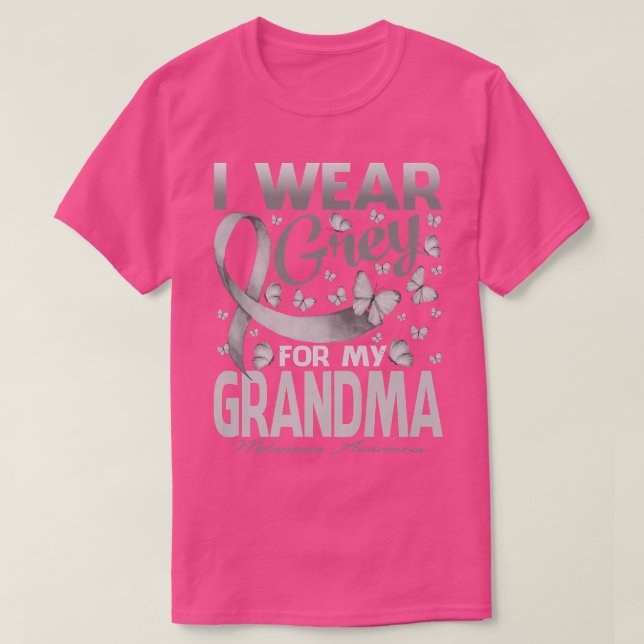 I Bära Grått för min mormor Melanoma Awareness But T Shirt (Design framsida)