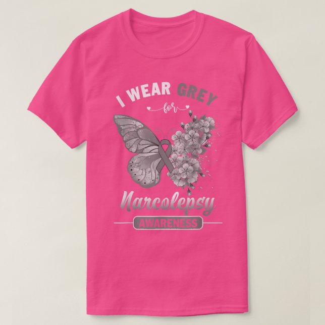 I Bära Grått for Narcolepsy Awareness Butterfly T Shirt (Design framsida)