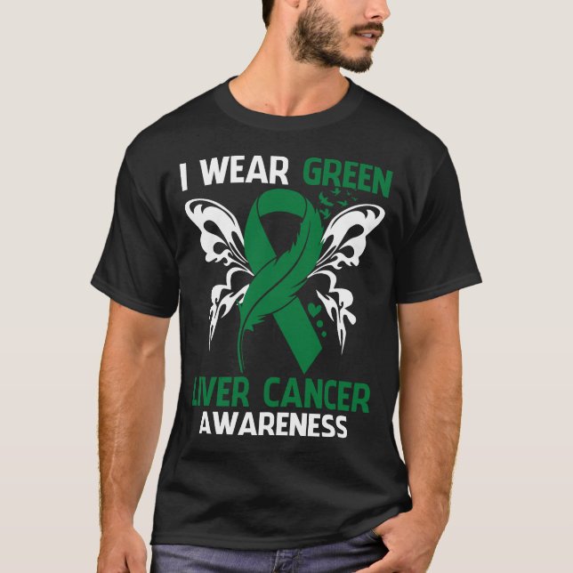 I Bära Grönt för kännedom om LEVERCANCER T Shirt (Framsida)
