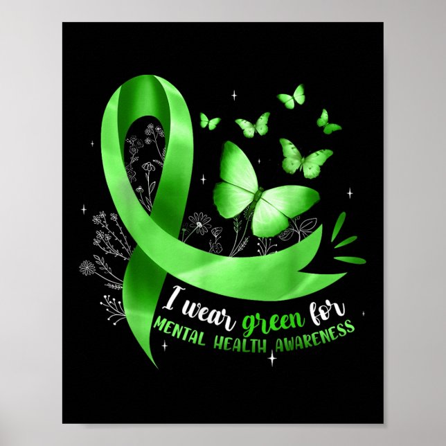 I Bära Grönt for Mental Health Awareness Monre Gre Poster (Framsidan)