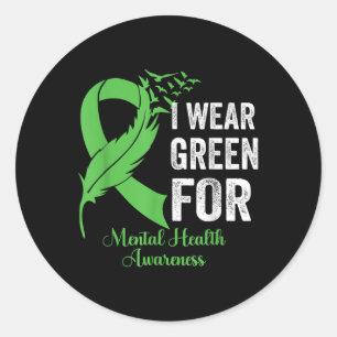 I Bära Grönt for Mental Health Awareness Monre Gre Runt Klistermärke