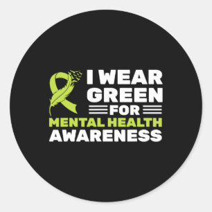 I Bära Grönt for Mental Health Awareness Monre Gre Runt Klistermärke