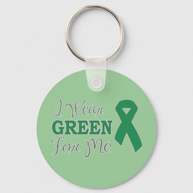 I Bära Grönt för mig (Grönt Awareness Ribbon) Nyckelring (Framsida)