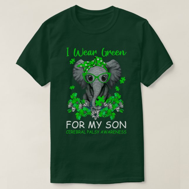 I Bära Grönt för min son Cerebral Palsy Awareness  T Shirt (Design framsida)