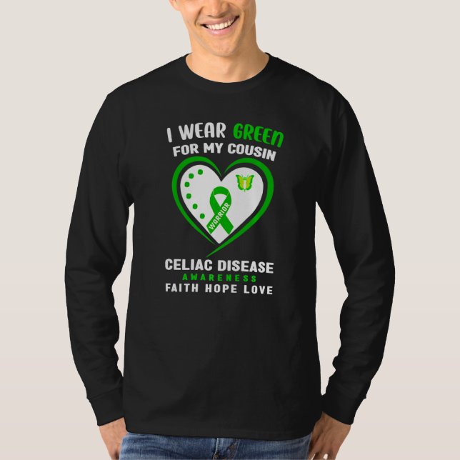 I Bära Grönt för mina kusin Celiac Disease Awarene T Shirt (Framsida)