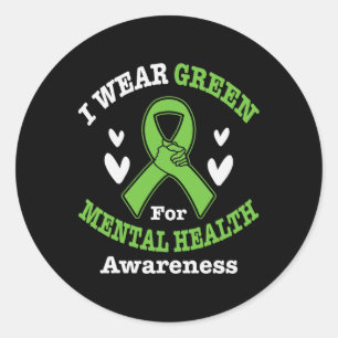 I Bära Grönt for Pental Health Awareness Månad 5 Runt Klistermärke